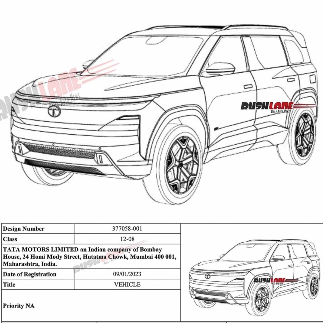 Tata Sierra design patent leaks